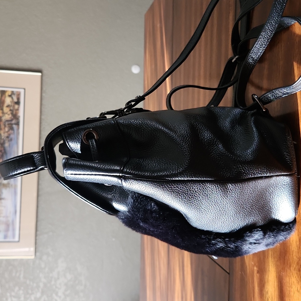 Overland Rex Rabbit Fur Leather Backpack - Picture 4 of 16